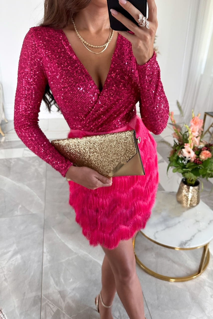 Tara Glitter Wrap Dress