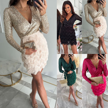 Tara Glitter Wrap Dress